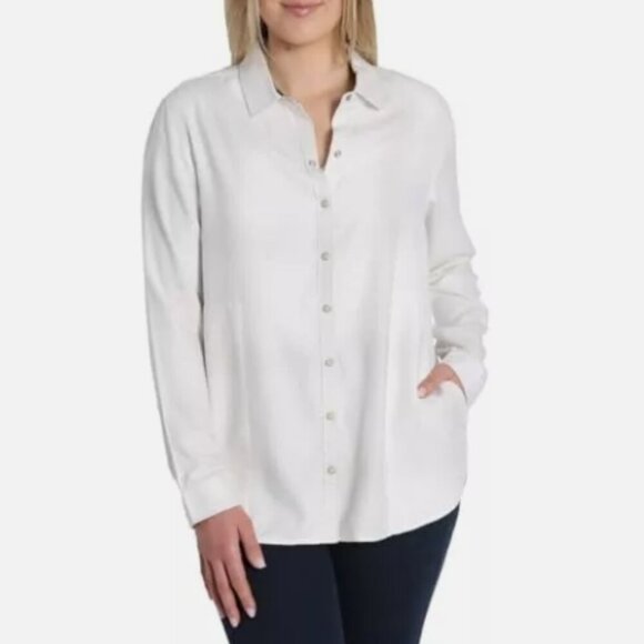 NEW Women's Jachs Girlfriend Super Soft Flannel Shirt White Size L H582 - Picture 1 of 10